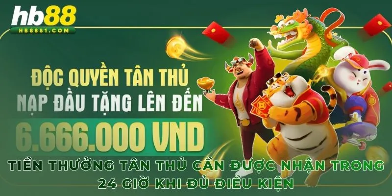 Tiền thưởng tân thủ cần được nhận trong 24 giờ khi đủ điều kiện